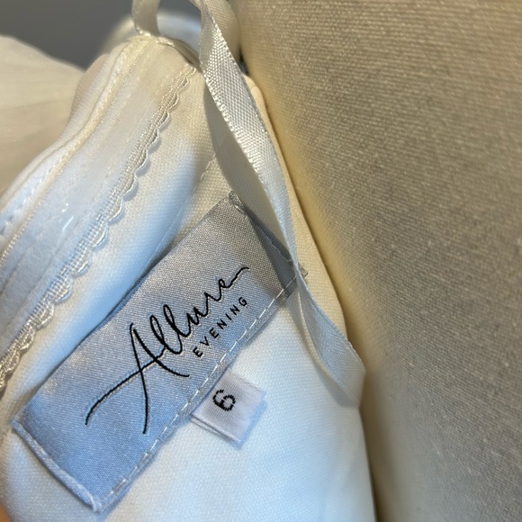 Allure evening size 6 puffy sleeves white mini dress - Picture 8 of 13